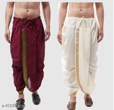 Men s Traditional South Indian Style Ready Made Cotton Dhoti Pack of 2