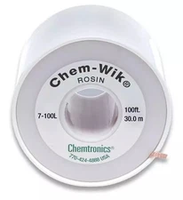 1Pc Chemtronics 7-100L Chem-Wik Desoldering Braid, 100Ft Green