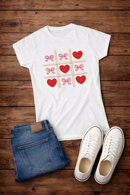 Pink Bows and Red Hearts Tic Tac Toe Tee | Valentine Love