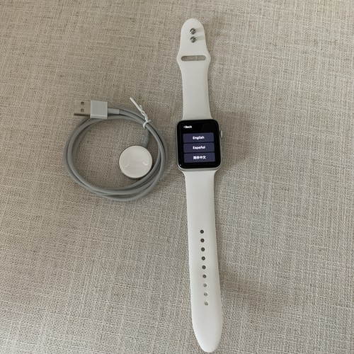 Apple Watch Series 2 42mm Grau GPS Weiß Silikonarmband