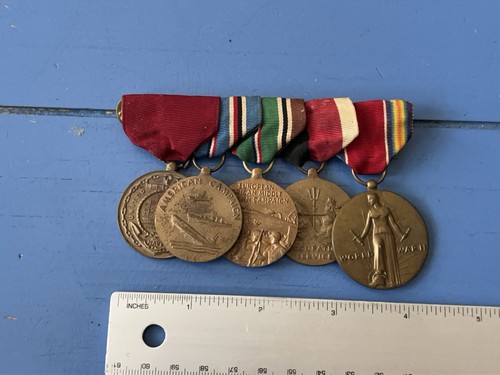 Set of 5 Used 1940s WW2 Service Medals, Victory, Navy Occupation, Campaigns