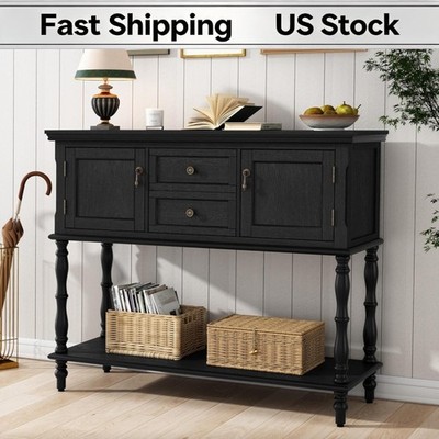 Entryway Open Storage Shelf Console Table 2 Door Cabinets Foyer