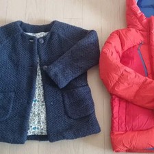 Kids Half Coat in Navy with Floral Lining - Size 140