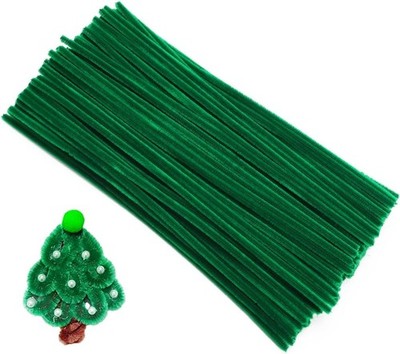 Christmas Green Pipe Cleaners - 12in Chenille Stems for Crafts & DIY