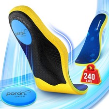 240 lbs Plantar Fasciitis Relief Insoles Men, Comfort PORON Shoe Inserts for ...
