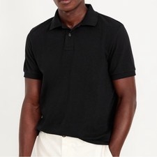 Old Navy Mens Black Polo Shirt Size Large Soft Cotton Blend Classic Short Sleeve