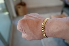 14K Yellow Gold 5xPlated  Miami Cuban Link  Bracelet  Solid  8inches  10mm