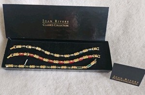 Authentic Lot Of 3 Vtg Joan Rivers Bracelets. Red, Green, Blue Enamel Gold Plated Lot 7.5”