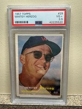 1957 Topps #29 Whitey Herzog PSA 3.5 VG+ RC
