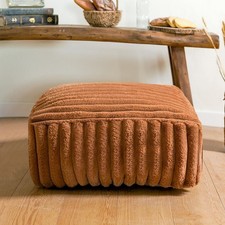 Unstuffed Pouf Ottoman Cover Soft Storage Extra Seat Farmhouse Comfortable Bo...