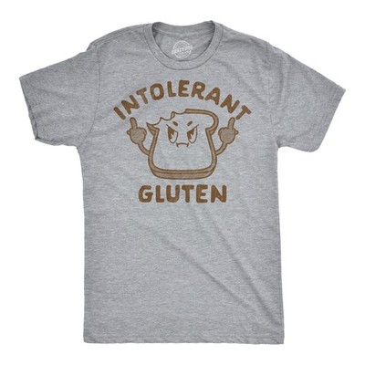 Mens Funny T Shirts Intolerant Gluten Sarcastic Food Graphic Novelty Tee for Men