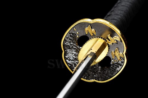 Black & Gold Japanese Samurai Sword Katana Handforged Carbon Steel Sharp Blade - Picture 7 of 12