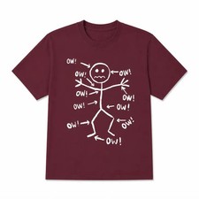 Funny OW Stick Figure Graphic T-Shirt Minimal Humor Meme Tee