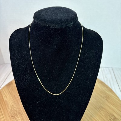 Vintage 14K Solid Yellow Gold Serpentine Chain 15 1/2'' Jewelry .8 mm Italy