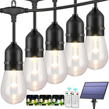 3-Color in 1 Solar String Lights Outdoor Waterproof Dimmable, 48Ft Remote LED Pa