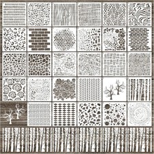 30pcs Reusable Texture Stencils for Crafts, Geometric  Wood Grain Designs