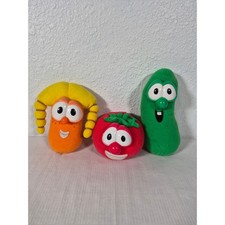1999 Fisher Price VeggieTales Plush Set of 3 Bob Larry Laura Bean Bag Toys