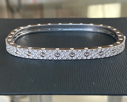 Roberto Coin 18K Pois Moi Pavé Diamond Squared Bangle Bracelet 7” Appraisal Copy