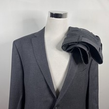 Jos A Bank 46L Tailored Fit Suit 38x30 100 Wool Gray Small Check Two Button