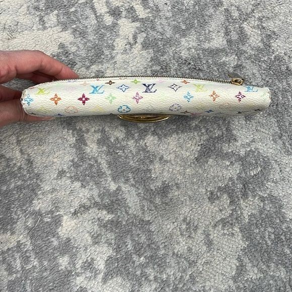 Louis Vuitton White Multicolor Eugenie Long Pushlock Wallet Takashi Murakami thumbnail 8
