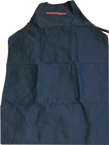 BRAND NEW EMBROIDERED TUPPERWARE APRON BRIGHT PINK LOGO ON NAVY BLUE W/ POCKETS - Picture 10 of 10