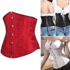 New Waist Training Trainer Underbust Boned Lace up Corset Top Shaper Plus Size
