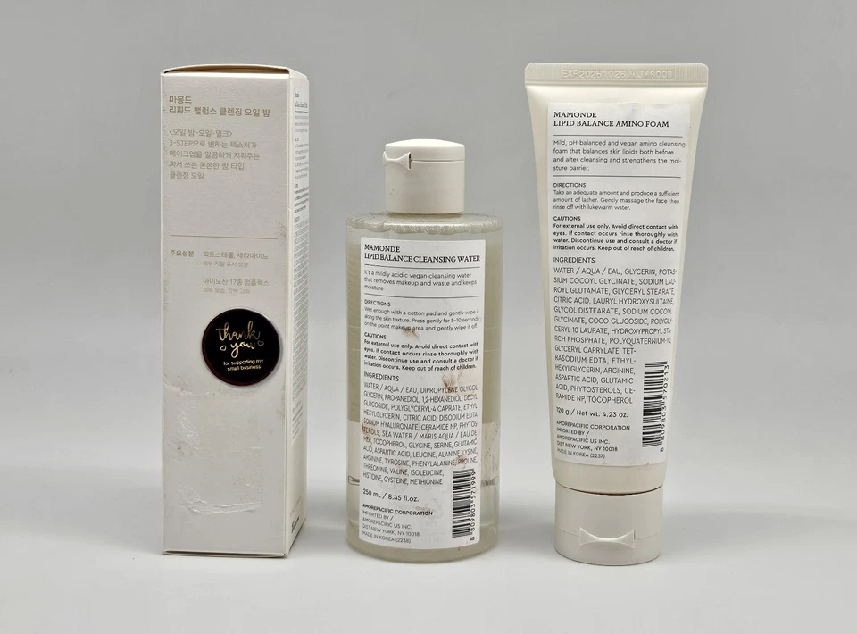 3 PIECE MAMONDE LIPID BALANCE Cleansing Water + Amino Foam + Cleansing Oil Balm - Image 2 of 4
