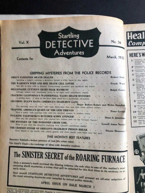 STARTLING DETECTIVE ADVENTURES Magazine Vintage March 1933 Crime Pennsylvania Foto 2 de 4