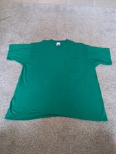 Vintage Munsingwear Single Stitch Blank Pocket T-shirt GREEN Large Made In USA