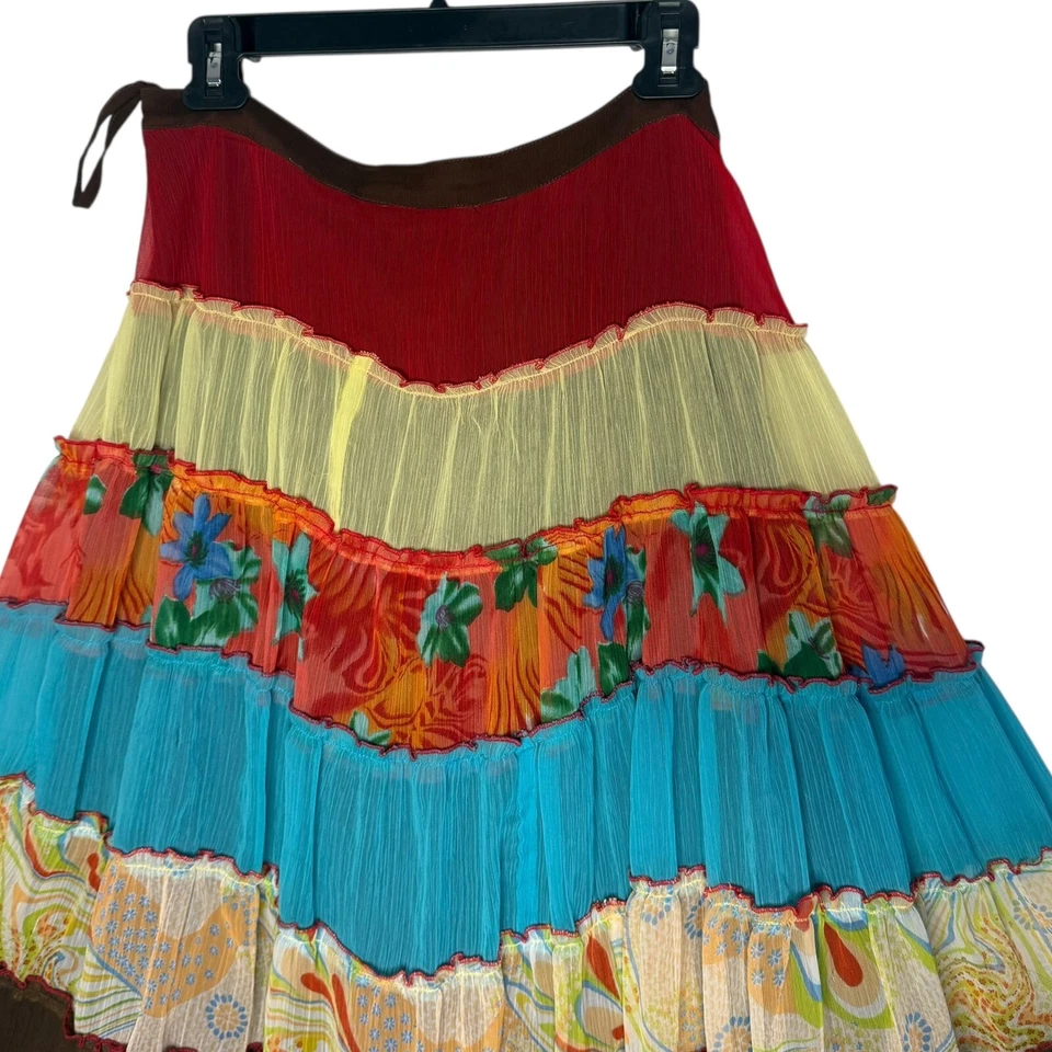 Falda midi Boston Propia en capas talla 10 retazos festival hippie BOHO fluida Foto 2 de 4