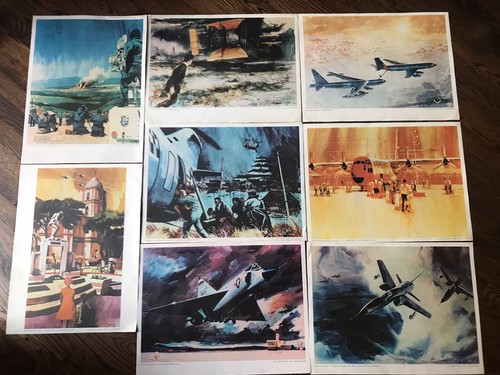 Vintage US Air Force Kunstsammlung Drucke - 8er Set 15” x 20”