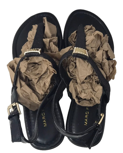 Marc Fisher Women's Ademi Comfort Slingback Sandals Black/Gold Size:7 97Q - Picture 3 of 5