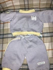 Vintage Cabbage Patch Kids/Doll Clothes - Gray/Yellow Cat Sweatsuit  (237)