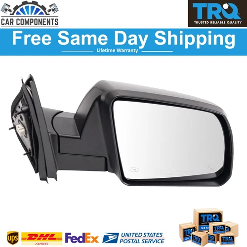 TRQ New Mirror Power Heated Blind Spot Smooth Black Right Side For 14-21 Tundra