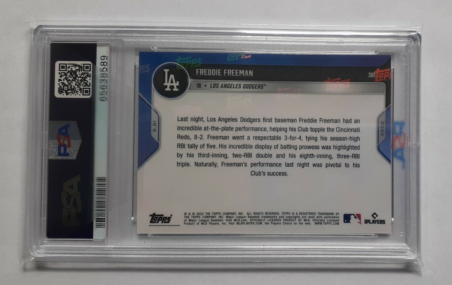 2022 TOPPS NOW #381 FREDDIE FREEMAN  Orange Parallel 3/5 -SSP PSA GEM 10 . POP 1 view 4