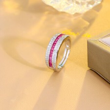 Women Silver Plated Fashion Adjustable Finger Ring Cubic Zirconia Party Jewelry