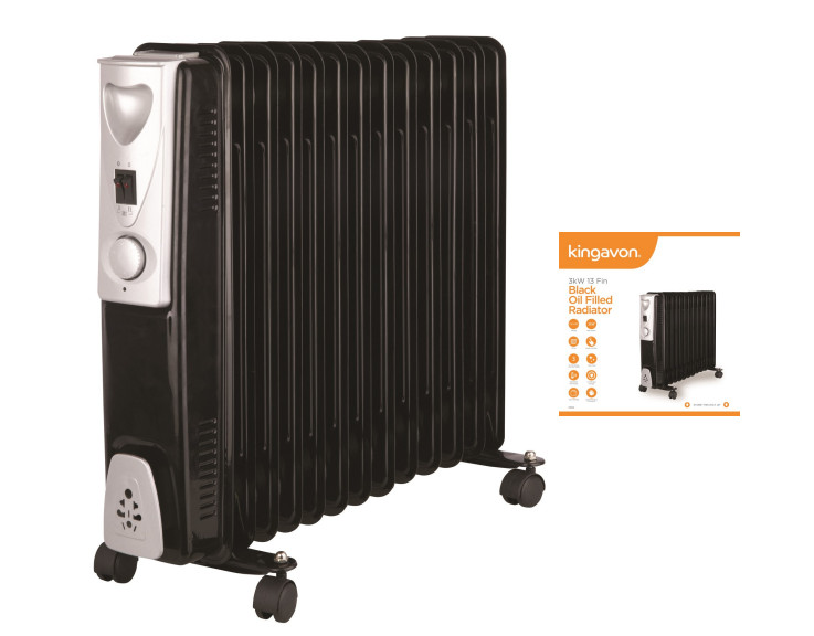 3kw Electric Oil Filled Radiator Heater 13 Fin Portable Black Thermostat  Large 5017403104957 | eBay