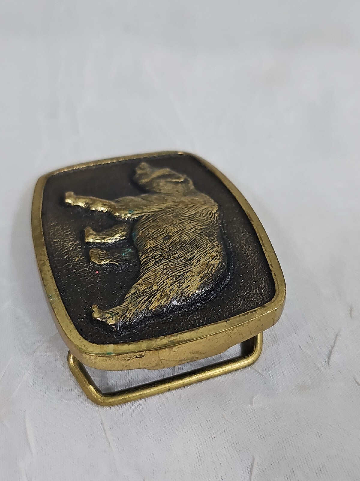 BTS Brass Grizzly Bear Belt Buckle Art 1978 Biker Wes… Gem