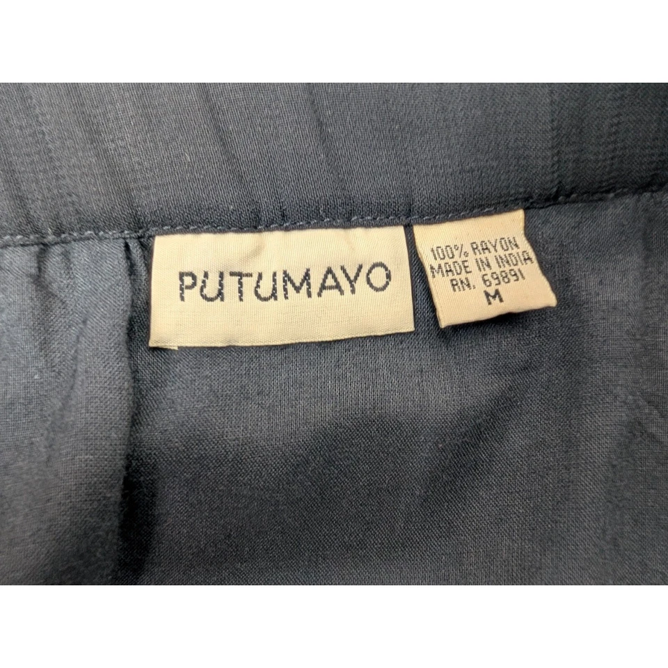 Putumayo Floral Midi Skirt Black Whimsigoth Pleated Side Buttons Rayon Sz M NWOT - Image 2 of 4