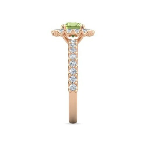 Alianza nupcial de diamantes peridoto natural de oro rosa sólido de 14 quilates de 1,49 quilates 7 6 8 Foto 4 de 4