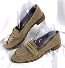 Lucky Brand Women s Size 8 M Penny Loafer Shoes Perforated Suede Slip-On Tan