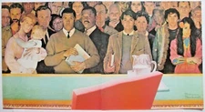 N. ROCKWELL GATEFOLD PRINT PAGES (2) 'THE RIGHT TO KNOW' ROCKWELL SELF PROTRAIT!