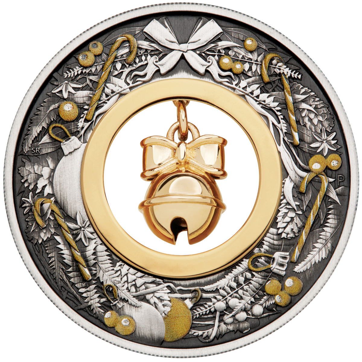 2022 CHRISTMAS $2 2oz Silver Antiqued Coin w/ Gilt Jingle Bell