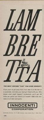 1964 Lambretta Scooter Innocenti 100 mpg Take Your Best Girl Original Print Ad