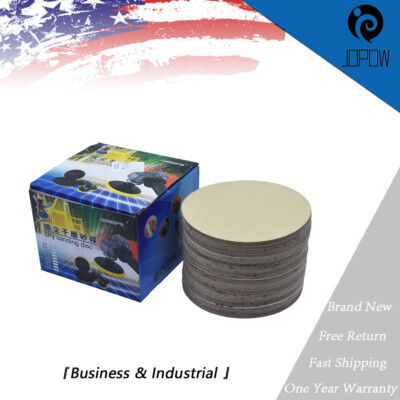 100 Pcs 120 Grit 6'' NO-Hole Disc Hook Loop Pads Sanding Discs Flocking