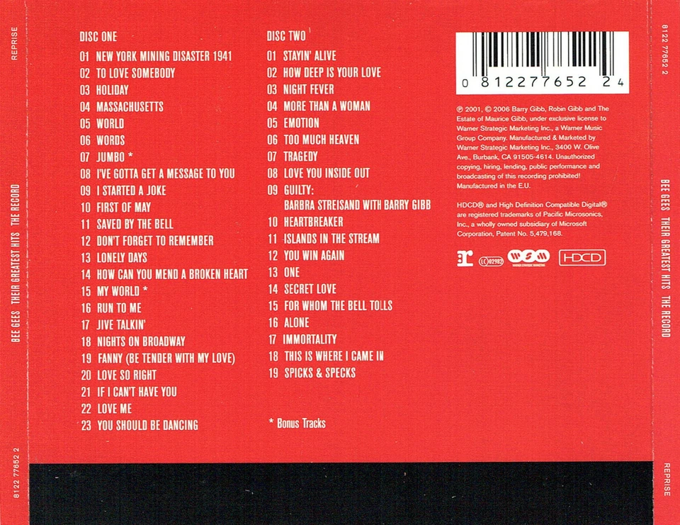 (2 HDCD's) Bee Gees - Their Greatest Hits - The Record - Saved By The Bell,Jumbo - Bild 2 von 2