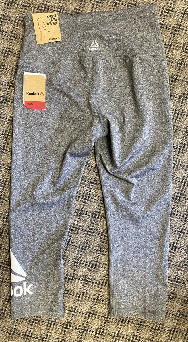 REEBOK WOMEN'S SKINNY CAPRI HIGH RISE CHARCOAL HEATHER SIZE S NWT(B64)