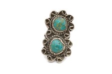 Vintage Native American Navajo Sterling Silver Turquoise Ring Size 4 N4