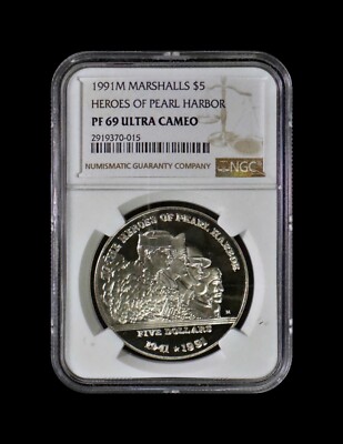 MARSHALL ISLANDS. 5 Dollars, 1991, M - NGC PF69 - Top Pop 🥇 Pearl