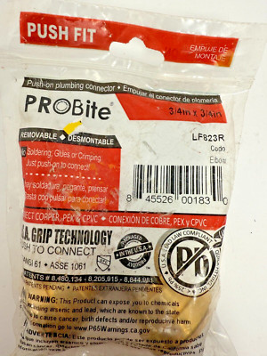 ProBite LF823R 3/4'' x 3/4'' Push Connect Brass 90 Degree Elbow